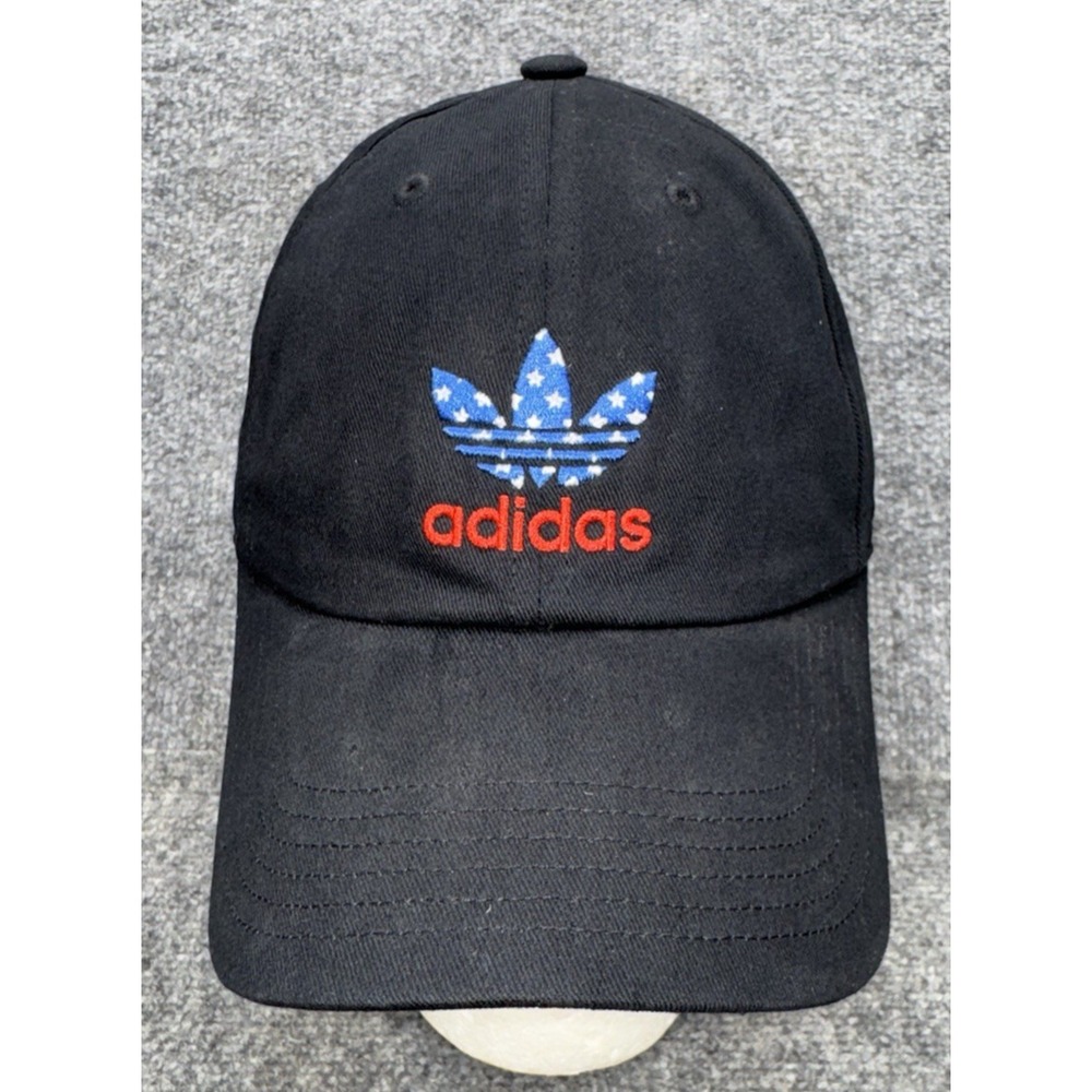 Adidas Originals Trefoil USA Flag Black Adjustable Baseball Cap Hat Cotton